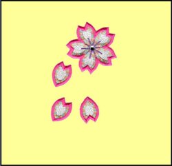 画像1: 刺繍ワッペン ビーズ付き 桜